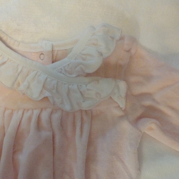 Little Me Velvet Pink Ruffled Kids One Piece​ - Picture 5 of 7